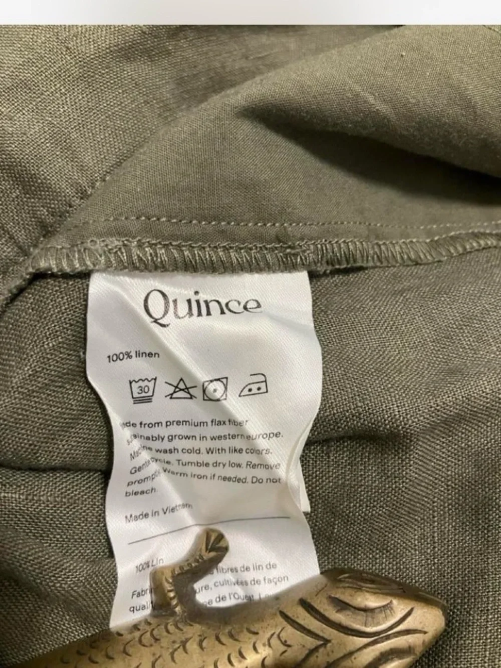Quince Olive Green Wide-Leg Linen Chinos Womens Size 8